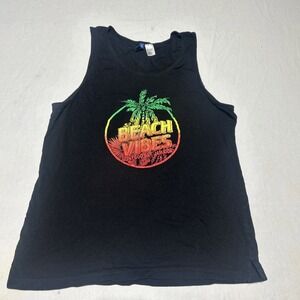 H&M Divided Men's Black Beach Vibes Graphic Tank Top In Cotton Size Small